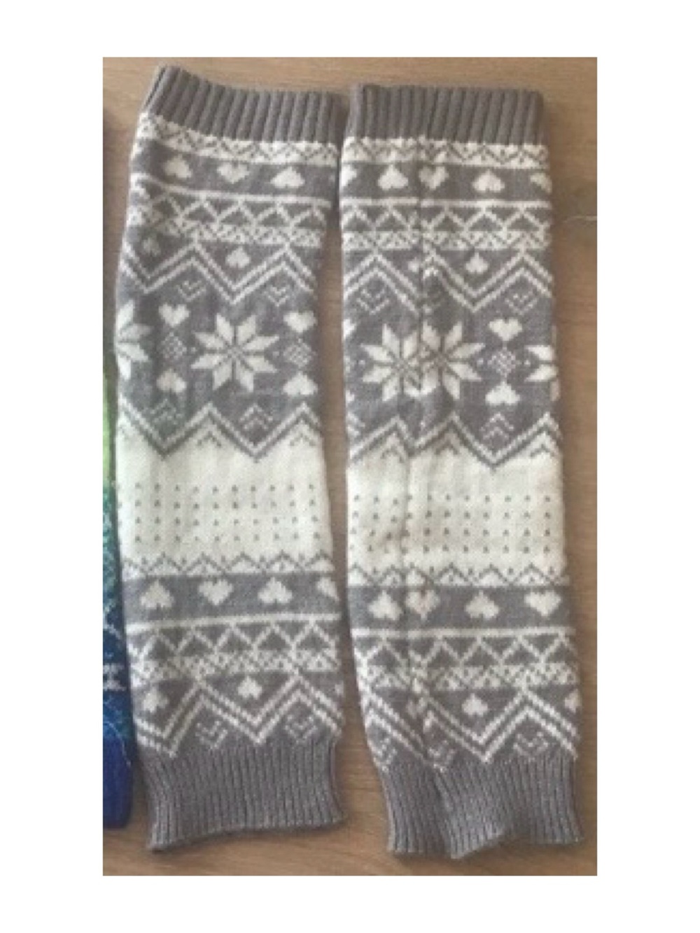Nordic Patterned Leg Warmers | Grey & White
